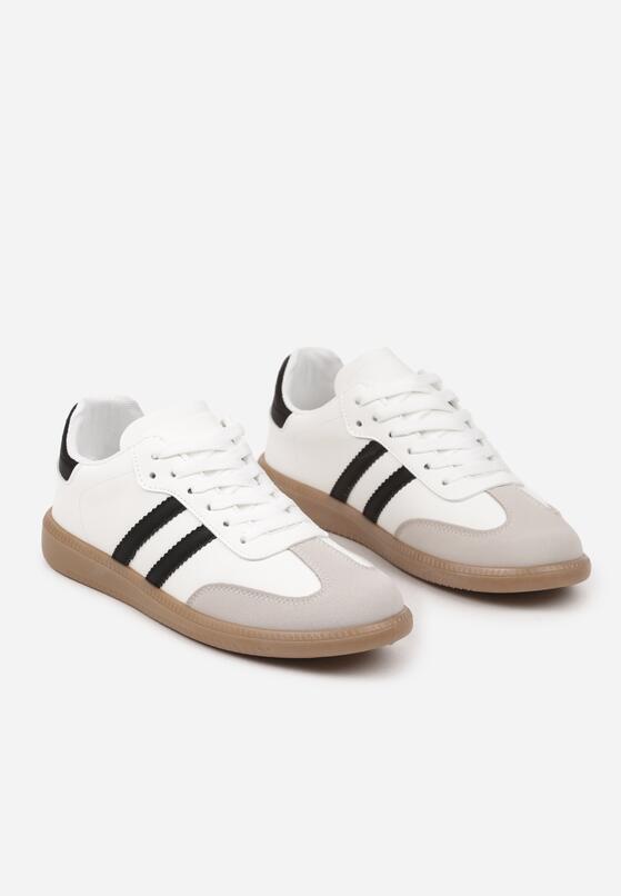 Biało-Czarne Płaskie Sneakersy Ozdobione Paskami Glaria 5
