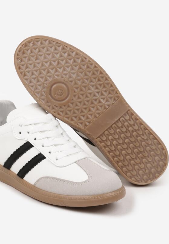Biało-Czarne Płaskie Sneakersy Ozdobione Paskami Glaria 6