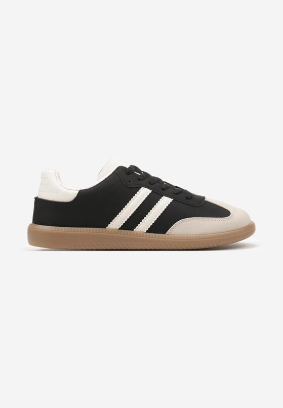 Czarne Płaskie Sneakersy Ozdobione Paskami Glaria 4