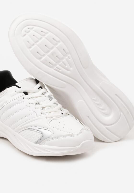 Białe Płaskie Sznurowane Buty Sportowe Wykończone Tłoczeniem Evilnne 3