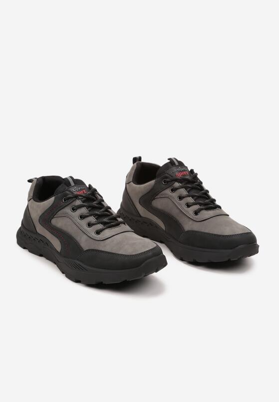 Szare Płaskie Buty Sportowe Sneakersy z Geometrycznym Wzorem Zitheria 2