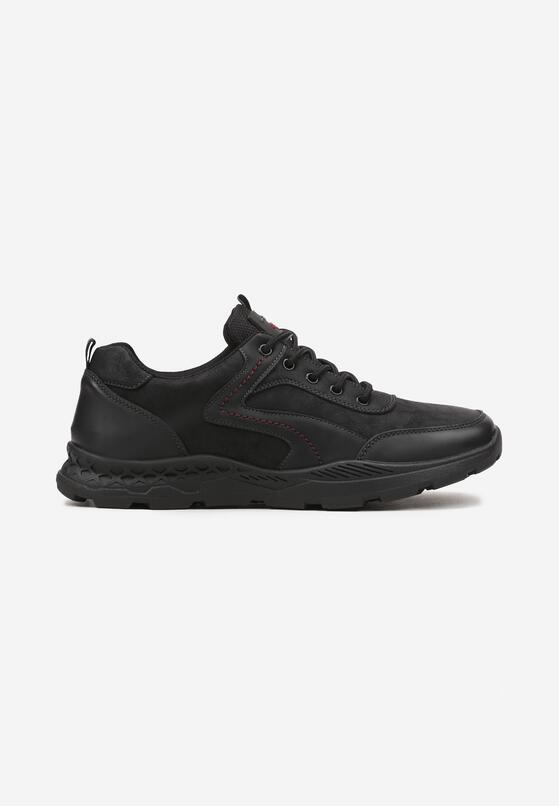 Czarne Płaskie Buty Sportowe Sneakersy z Geometrycznym Wzorem Zitheria 1