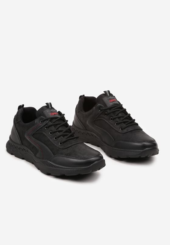 Czarne Płaskie Buty Sportowe Sneakersy z Geometrycznym Wzorem Zitheria 2