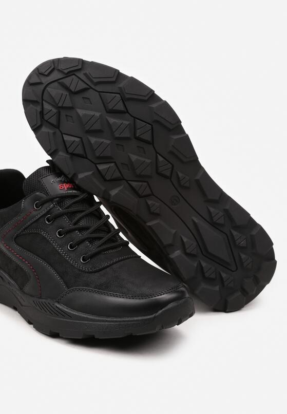 Czarne Płaskie Buty Sportowe Sneakersy z Geometrycznym Wzorem Zitheria 3