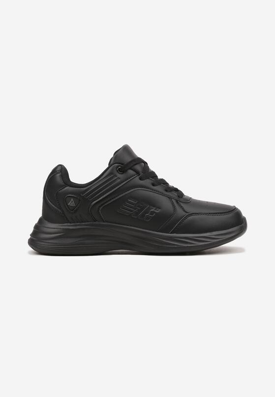 Czarne Płaskie Sznurowane Buty Sportowe Sneakersy Ozdobione Tłoczeniami Holeria 1