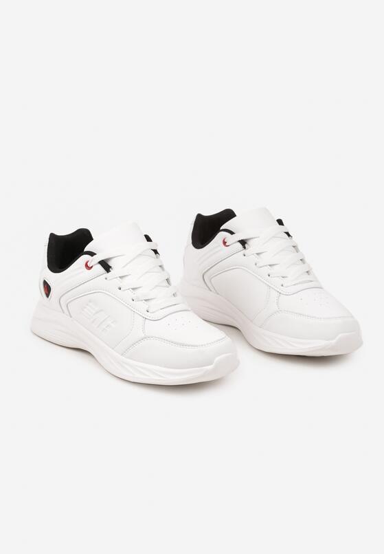 Białe Płaskie Sznurowane Buty Sportowe Sneakersy Ozdobione Tłoczeniami Holeria 2