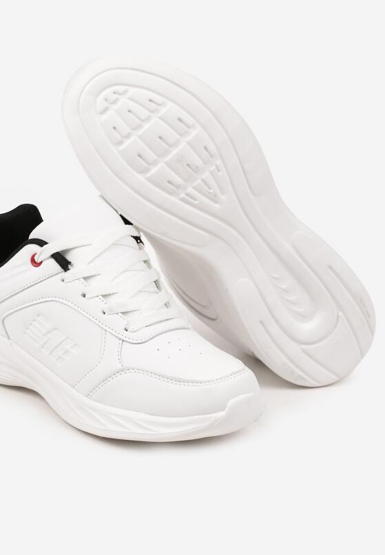 Białe Płaskie Sznurowane Buty Sportowe Sneakersy Ozdobione Tłoczeniami Holeria 3