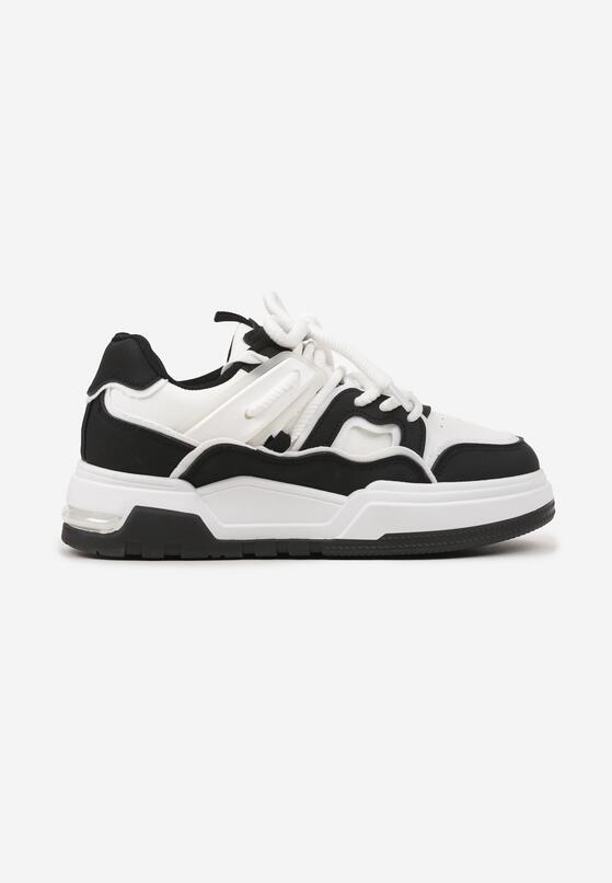 Czarne Płaskie Sneakersy z Geometrycznym Zdobieniem Evithia 4
