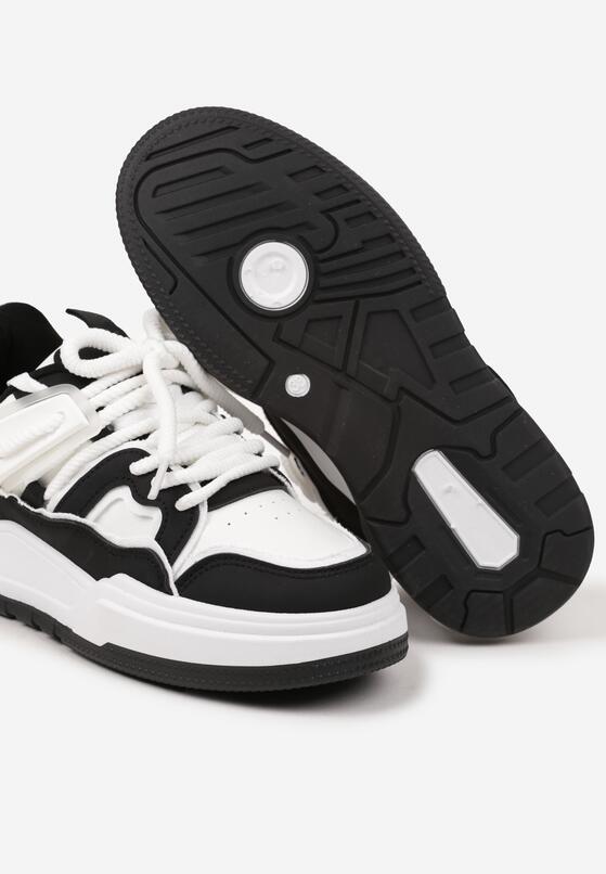 Czarne Płaskie Sneakersy z Geometrycznym Zdobieniem Evithia 6