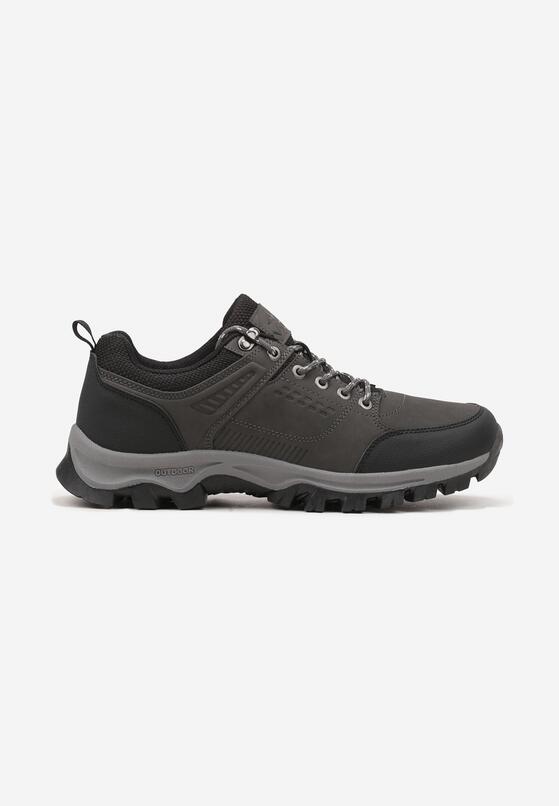 Szare Płaskie Sznurowane Buty Trekkingowe Evilore 1