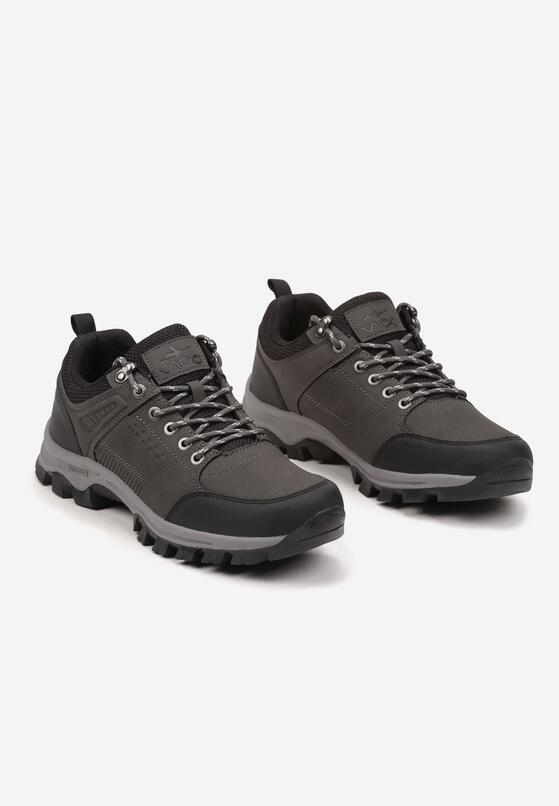 Szare Płaskie Sznurowane Buty Trekkingowe Evilore 2