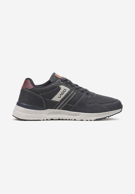 Granatowe Płaskie Buty Sportowe Sneakersy Ozdobione Przeszyciami Evilia 1
