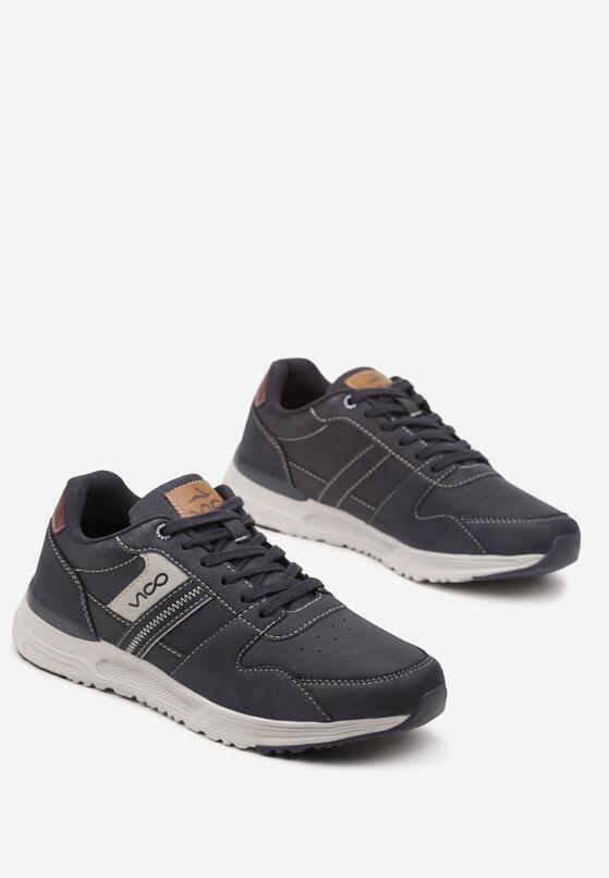 Granatowe Płaskie Buty Sportowe Sneakersy Ozdobione Przeszyciami Evilia 2