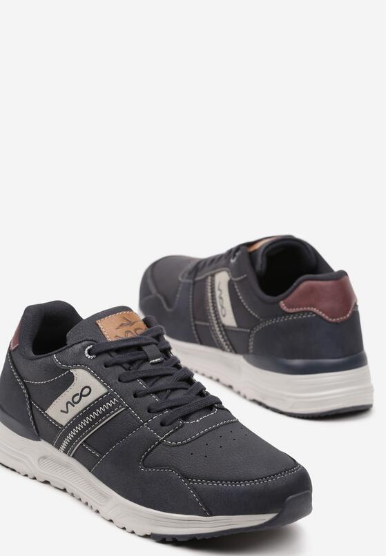 Granatowe Płaskie Buty Sportowe Sneakersy Ozdobione Przeszyciami Evilia 3