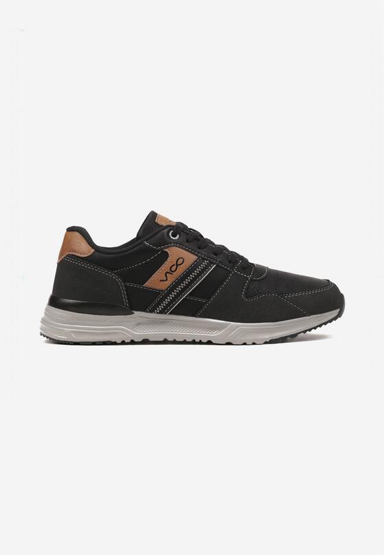 Czarne Płaskie Buty Sportowe Sneakersy Ozdobione Przeszyciami Evilia 1