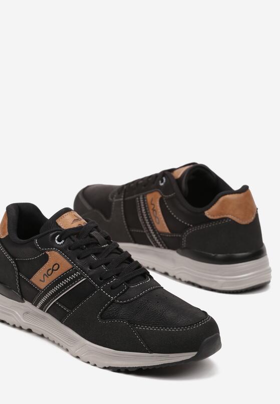 Czarne Płaskie Buty Sportowe Sneakersy Ozdobione Przeszyciami Evilia 3