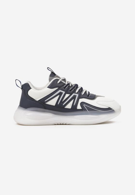 Białe Płaskie Buty Sportowe Sneakersy z Geometrycznym Wzorem Redela 1