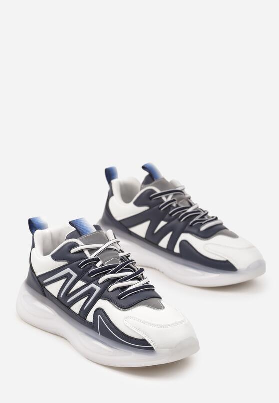 Białe Płaskie Buty Sportowe Sneakersy z Geometrycznym Wzorem Redela 2