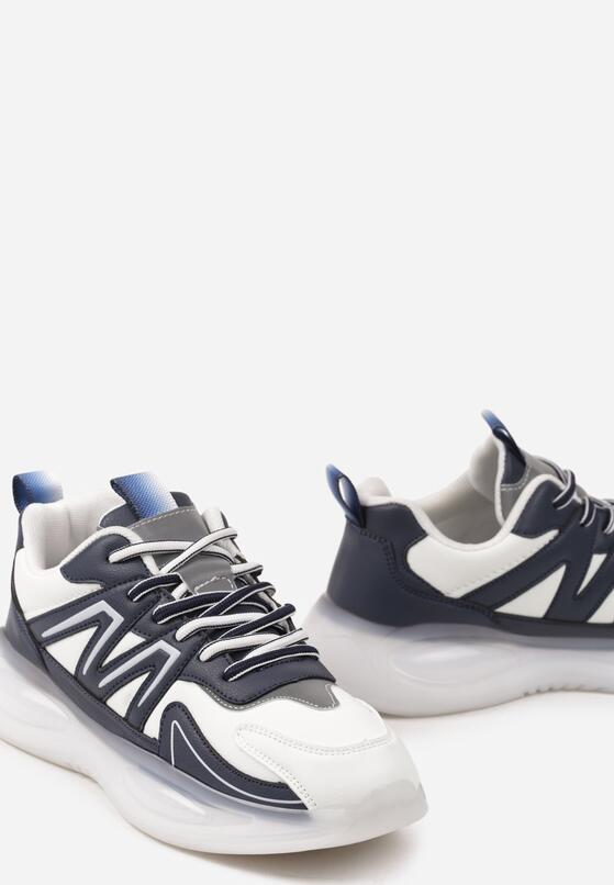 Białe Płaskie Buty Sportowe Sneakersy z Geometrycznym Wzorem Redela 3
