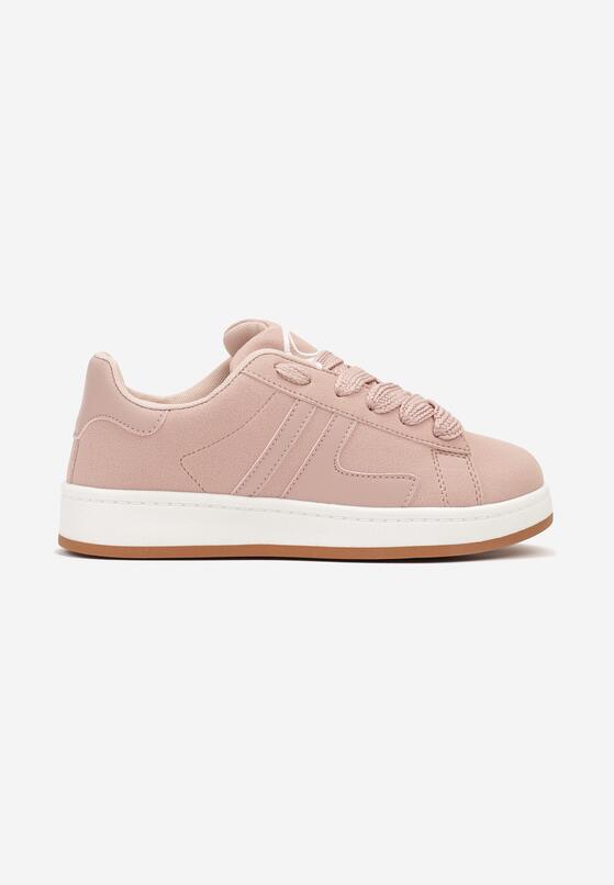 Różowe Płaskie Sznurowane Sneakersy z Geometrycznym Wzorem Neviselle 5
