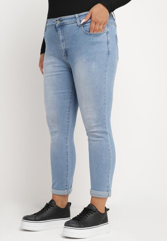 Niebieskie Jeansy z Ozdobnymi Przetarciami o Fasonie Skinny Neveatam 1