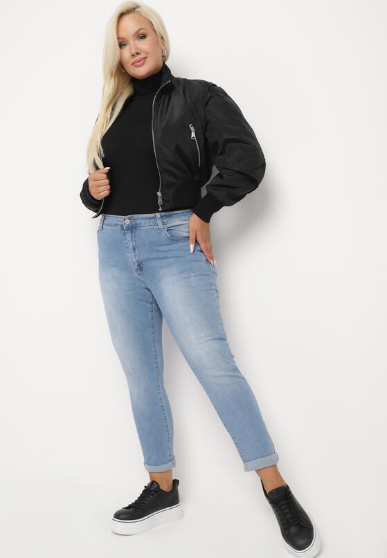 Niebieskie Jeansy z Ozdobnymi Przetarciami o Fasonie Skinny Neveatam 4