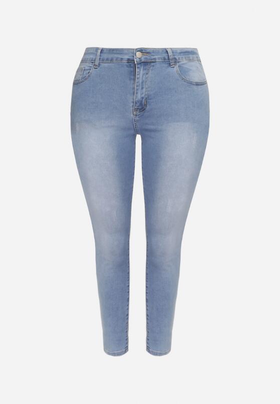 Niebieskie Jeansy z Ozdobnymi Przetarciami o Fasonie Skinny Neveatam 6