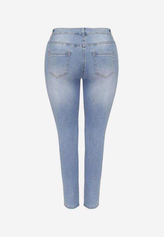 Niebieskie Jeansy z Ozdobnymi Przetarciami o Fasonie Skinny Neveatam 7