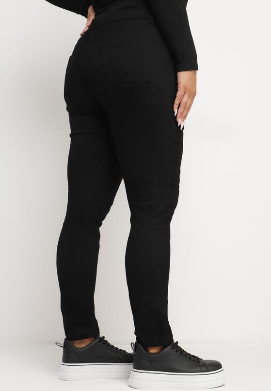 Czarne Jeansy Skinny z Kieszeniami i Wysokim Stanem Nevennia 3