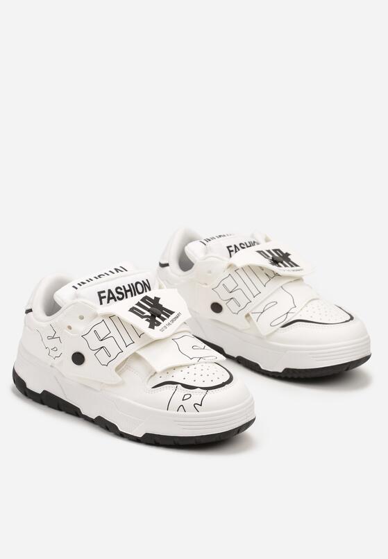 Białe Płaskie Sznurowane Sneakersy z Napisami Friefra 5