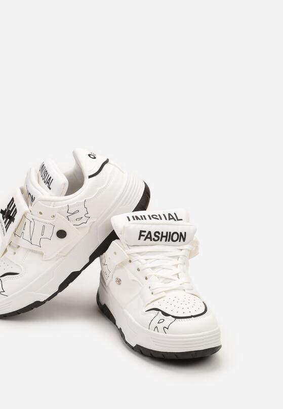 Białe Płaskie Sznurowane Sneakersy z Napisami Friefra 6