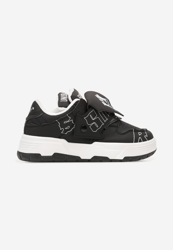 Czarne Płaskie Sznurowane Sneakersy z Napisami Friefra 4