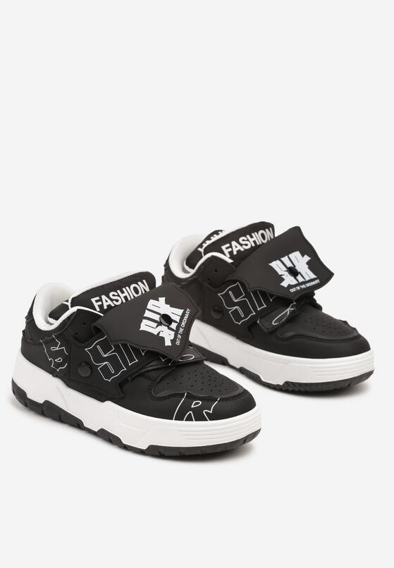 Czarne Płaskie Sznurowane Sneakersy z Napisami Friefra 5