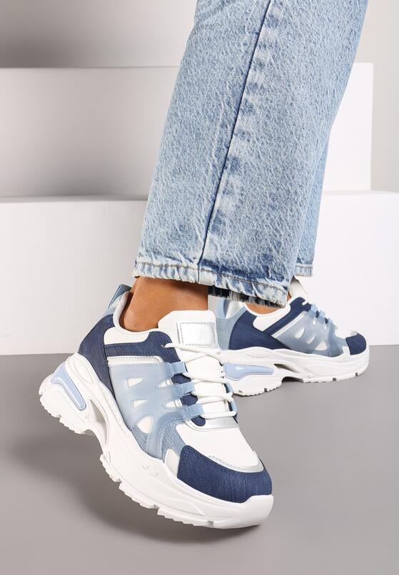 Niebieskie Sneakersy na Grubej Podeszwie na Tłoczonej Podeszwie Velariel 2