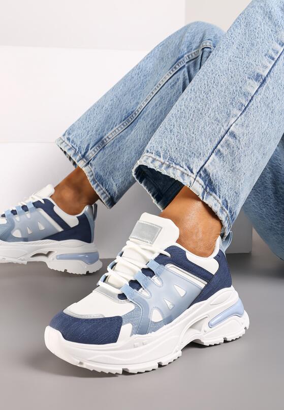 Niebieskie Sneakersy na Grubej Podeszwie na Tłoczonej Podeszwie Velariel 1