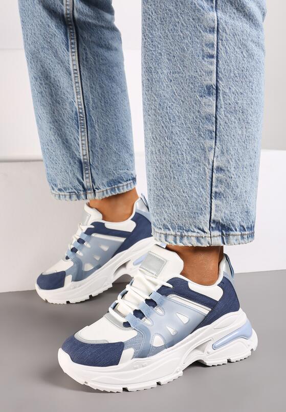 Niebieskie Sneakersy na Grubej Podeszwie na Tłoczonej Podeszwie Velariel 3