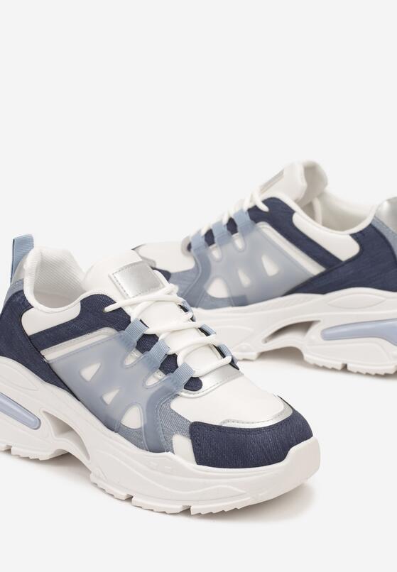 Niebieskie Sneakersy na Grubej Podeszwie na Tłoczonej Podeszwie Velariel 6