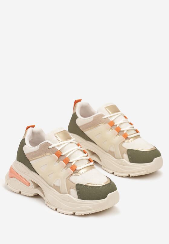 Zielone Sneakersy na Grubej Podeszwie na Tłoczonej Podeszwie Velariel 5