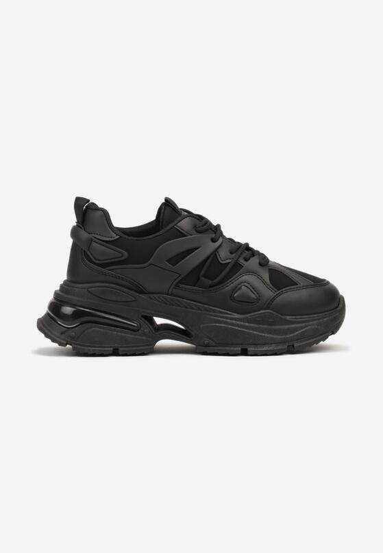Czarne Sneakersy na Grubej Podeszwie z Tłoczeniami Nevalin 4