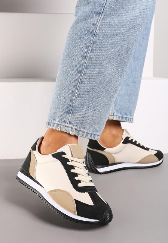 Czarne Płaskie Sneakersy z Geometrycznym Wzorem Navshara 1