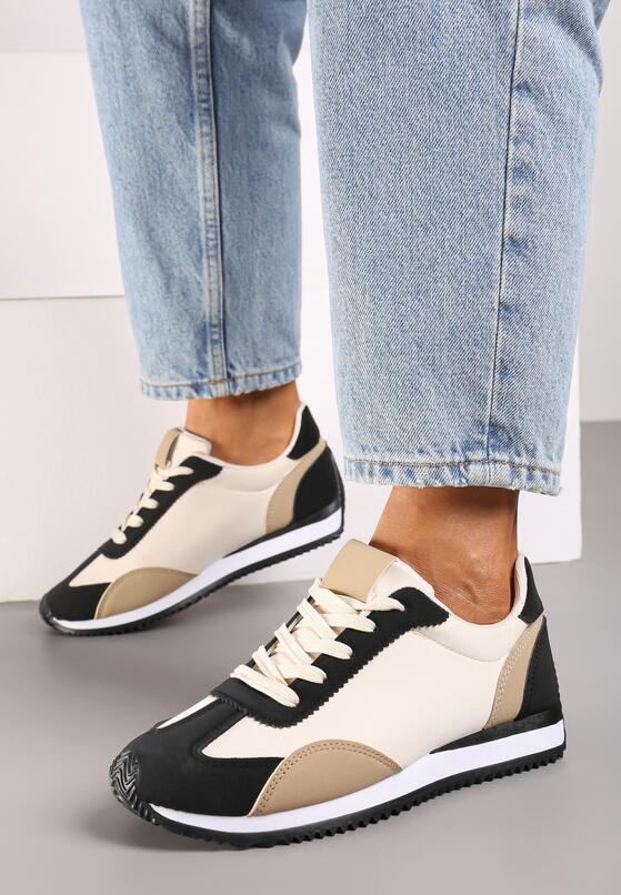 Czarne Płaskie Sneakersy z Geometrycznym Wzorem Navshara 3
