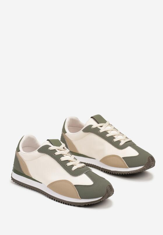 Zielone Płaskie Sneakersy z Geometrycznym Wzorem Navshara 5