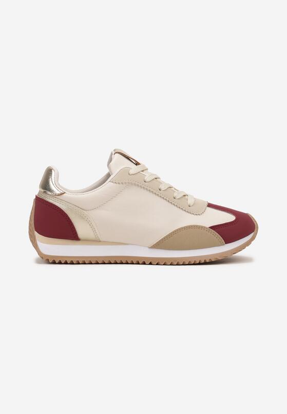 Bordowe Płaskie Sneakersy z Geometrycznym Wzorem Navshara 4