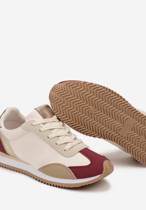 Bordowe Płaskie Sneakersy z Geometrycznym Wzorem Navshara 6