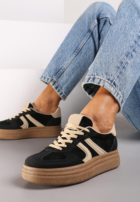 Czarne Sneakersy na Grubej Podeszwie z Geometrycznym Wzorem Nevthaya 1