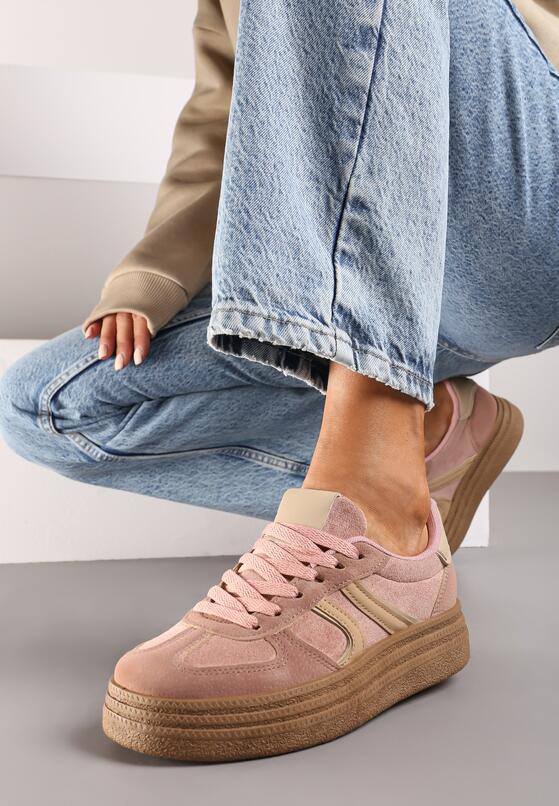 Różowe Sneakersy na Grubej Podeszwie z Geometrycznym Wzorem Nevthaya 2
