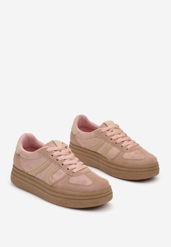 Różowe Sneakersy na Grubej Podeszwie z Geometrycznym Wzorem Nevthaya 5