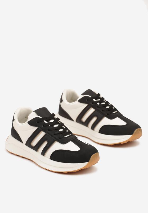 Czarne Płaskie Sneakersy z Geometrycznym Wzorem Nevlene 5