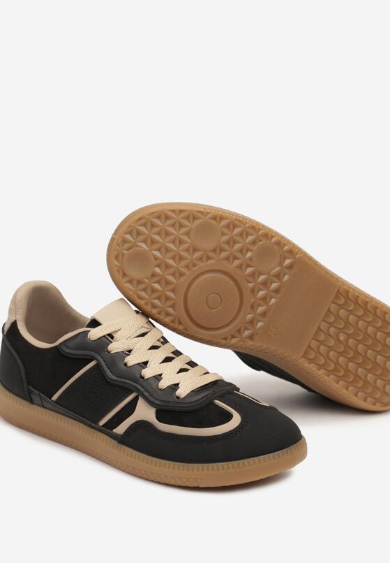 Czarne Sneakersy przed Kostkę z Przeszyciami z Grubą Podeszwą Nevelice 6