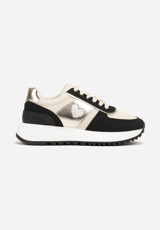 Czarne Płaskie Sneakersy z Metalicznymi Wstawkami Neveatha 4